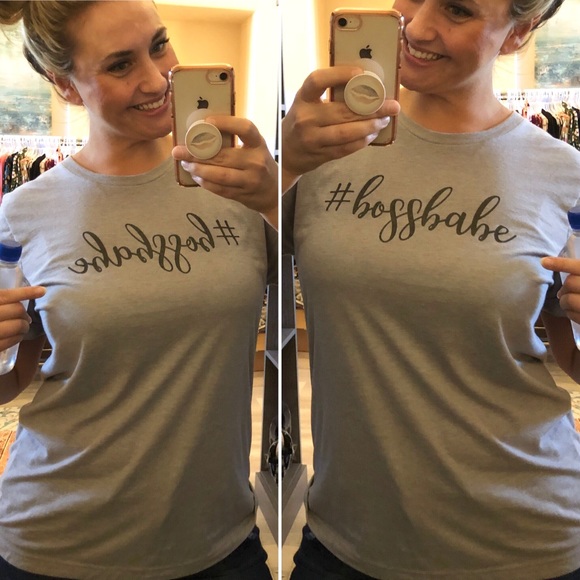 PoshBosh Style! M-XL #bossbabe tee glitter writing - Picture 2 of 4